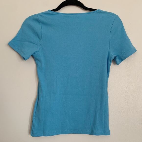 Bonnie Blue Levi's Ribbed Scoop Neck Honey Short Sleeve Tee S - Picture 4 of 5